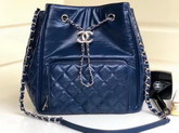 Chanel Drawstring Bag in Blue Aged Calfskin