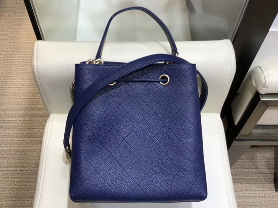 Chanel Drawstring Bag in Blue Grained Calfskin AS0310