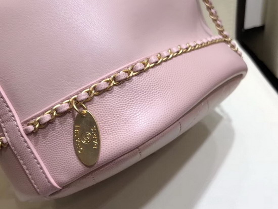 Chanel Drawstring Bag in Pink Lambskin and Grained Calfskin AS0373