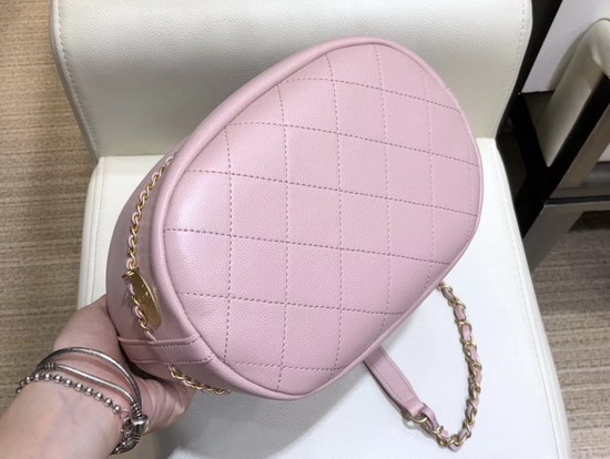 Chanel Drawstring Bag in Pink Lambskin and Grained Calfskin AS0373