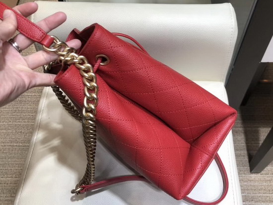 Chanel Drawstring Bag in Red Grained Calfskin AS0310