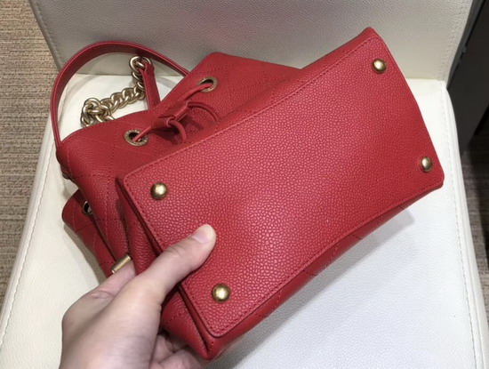 Chanel Drawstring Bag in Red Grained Calfskin AS0310