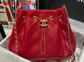 Chanel Drawstring Bag in Red Lambskin Replica