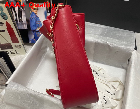 Chanel Drawstring Bag in Red Lambskin Replica