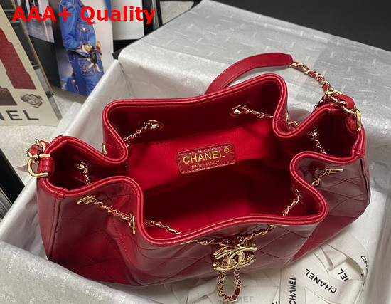 Chanel Drawstring Bag in Red Lambskin Replica