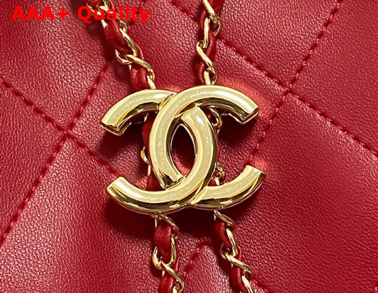 Chanel Drawstring Bag in Red Lambskin Replica