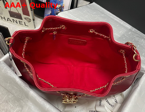 Chanel Drawstring Bag in Red Lambskin Replica