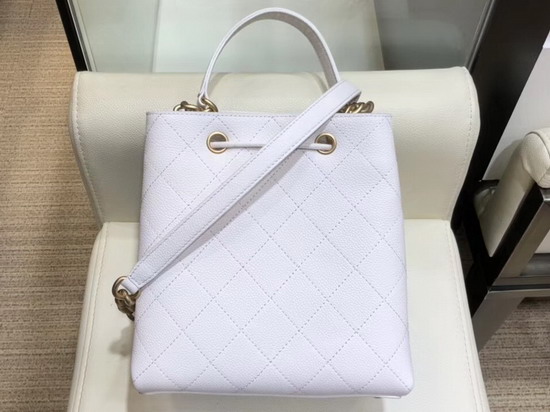 Chanel Drawstring Bag in White Grained Calfskin AS0310