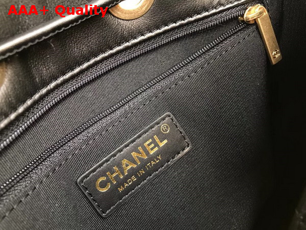 Chanel Drawstring Bucket Bag in Black Chevron Lambskin Replica