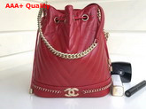 Chanel Drawstring Bucket Bag in Red Chevron Lambskin Replica