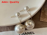 Chanel Earrings Glass Pearls with Gold CC Replica