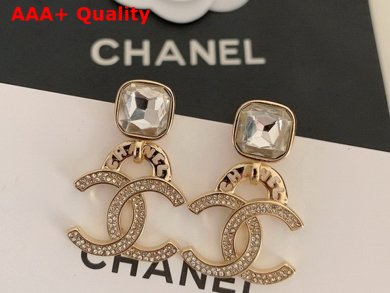 Chanel Earrings Gold Metal and Strass Replica