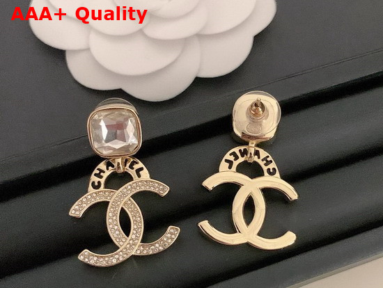 Chanel Earrings Gold Metal and Strass Replica