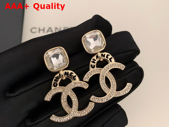 Chanel Earrings Gold Metal and Strass Replica