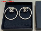 Chanel Earrings Metal Imitation Pearls and Strass Gold Pearly White and Crystal Ref AB8728 Replica