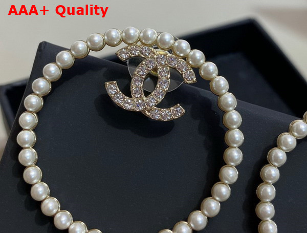 Chanel Earrings Metal Imitation Pearls and Strass Gold Pearly White and Crystal Ref AB8728 Replica