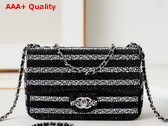 Chanel Eevening Bag Strass Silver Tone Metal Black and Silver Ref As4297 Replica