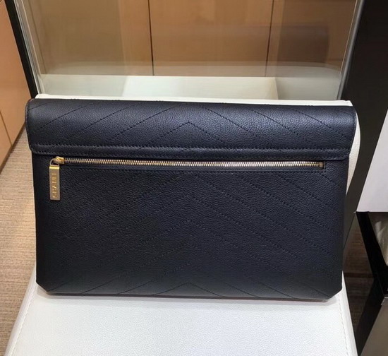 Chanel Envelope Clutch Black Chevron Leather