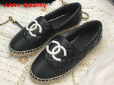 Chanel Espadrilles Black Quilted Lambskin with White Resin CC Replica