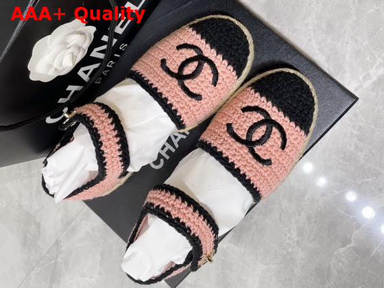 Chanel Espadrilles Braided Knit Pink and Black Ref G38736 Replica