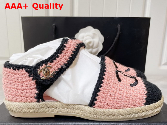 Chanel Espadrilles Braided Knit Pink and Black Ref G38736 Replica