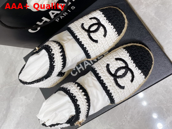 Chanel Espadrilles Braided Knit White and Black Ref G38736 Replica