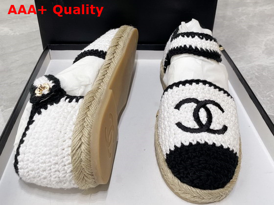 Chanel Espadrilles Braided Knit White and Black Ref G38736 Replica