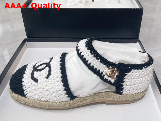 Chanel Espadrilles Braided Knit White and Black Ref G38736 Replica