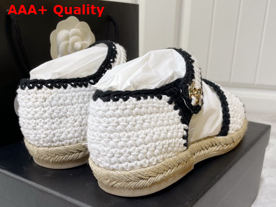 Chanel Espadrilles Braided Knit White and Black Ref G38736 Replica