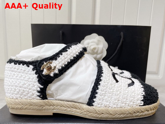 Chanel Espadrilles Braided Knit White and Black Ref G38736 Replica