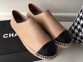 Chanel Espadrilles Calfskin Beige Black For Sale