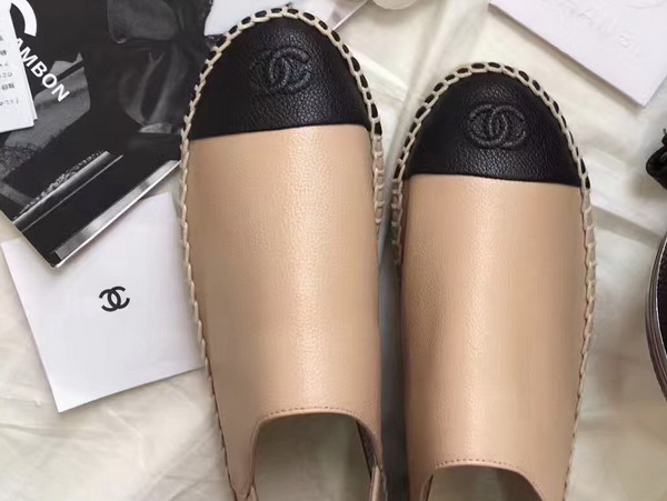 Chanel Espadrilles Calfskin Beige Black For Sale