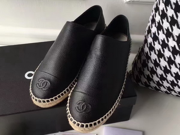 Chanel Espadrilles Calfskin Black For Sale