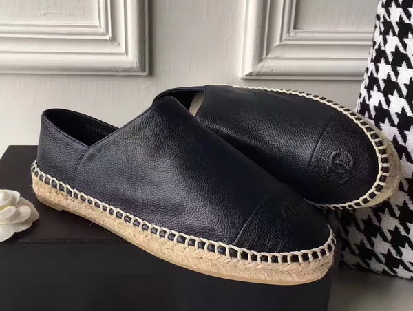 Chanel Espadrilles Calfskin Navy Blue Black For Sale