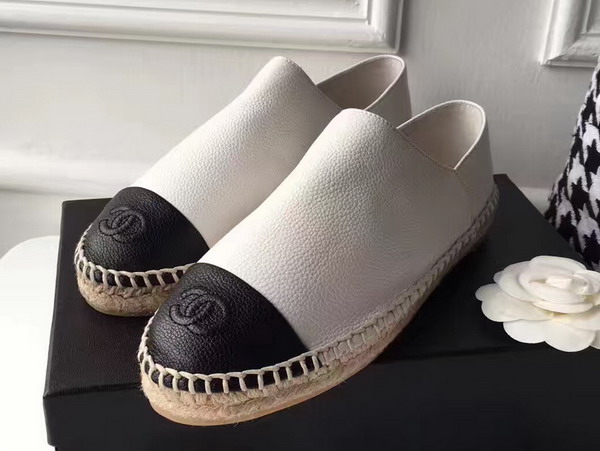 Chanel Espadrilles Calfskin White Black For Sale