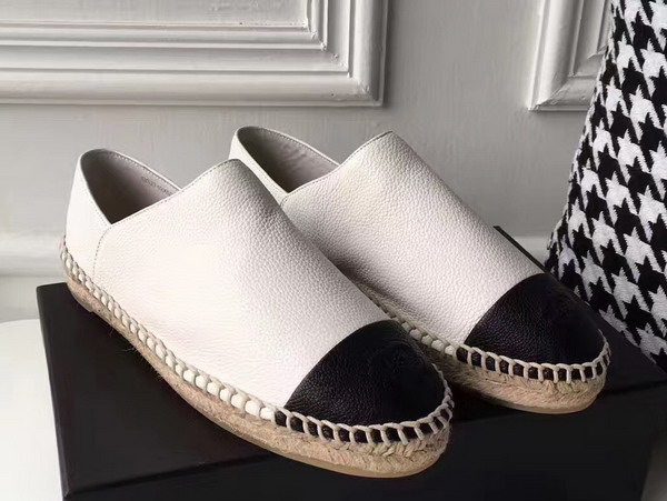 Chanel Espadrilles Calfskin White Black For Sale