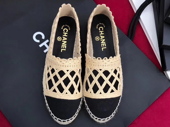 Chanel Espadrilles Fabric Grosgrain Beige and Black