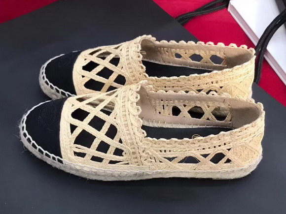 Chanel Espadrilles Fabric Grosgrain Beige and Black