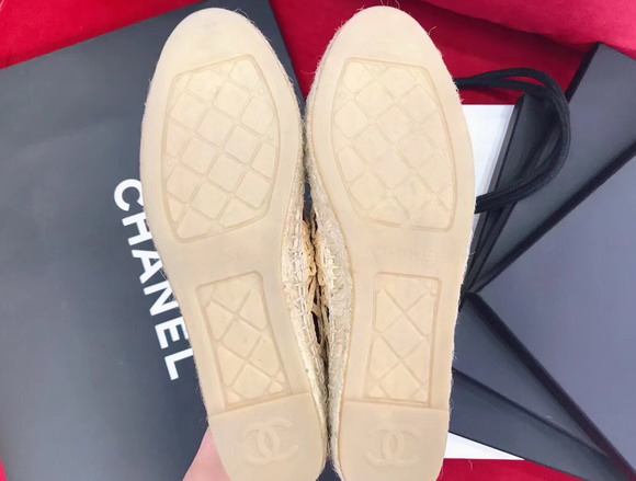 Chanel Espadrilles Fabric Grosgrain Beige and Black