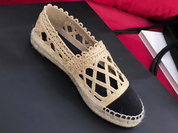 Chanel Espadrilles Fabric Grosgrain Beige and Black