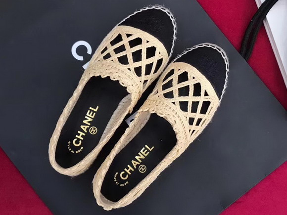 Chanel Espadrilles Fabric Grosgrain Beige and Black