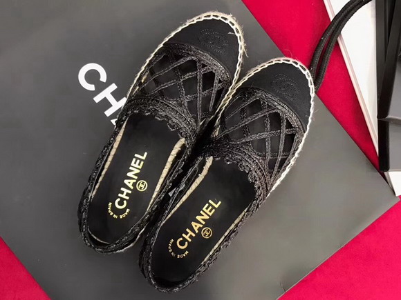 Chanel Espadrilles Fabric Grosgrain Black