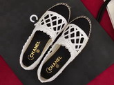 Chanel Espadrilles Fabric Grosgrain White and Black