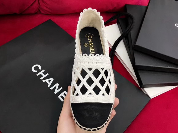 Chanel Espadrilles Fabric Grosgrain White and Black