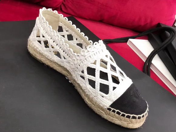 Chanel Espadrilles Fabric Grosgrain White and Black