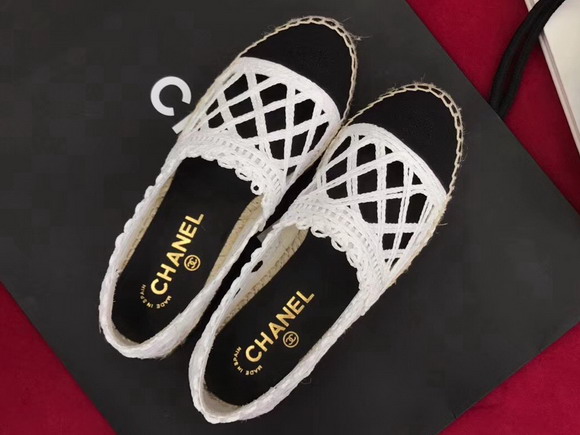 Chanel Espadrilles Fabric Grosgrain White and Black