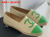 Chanel Espadrilles Lambskin Beige and Green G29762 Replica