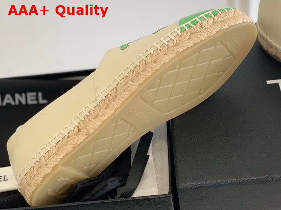 Chanel Espadrilles Lambskin Beige and Green G29762 Replica