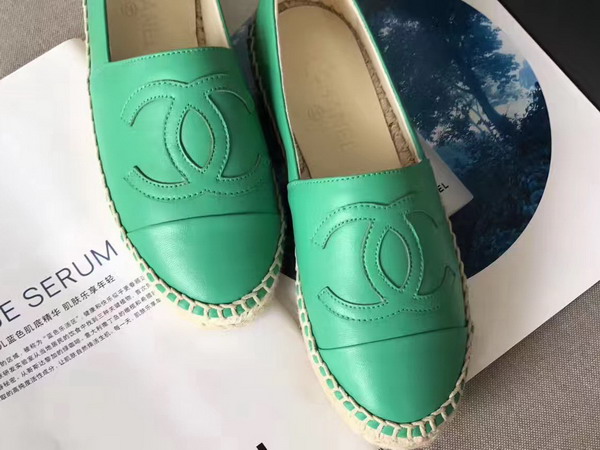 Chanel Espadrilles Lambskin Green For Sale