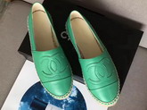 Chanel Espadrilles Lambskin Green For Sale